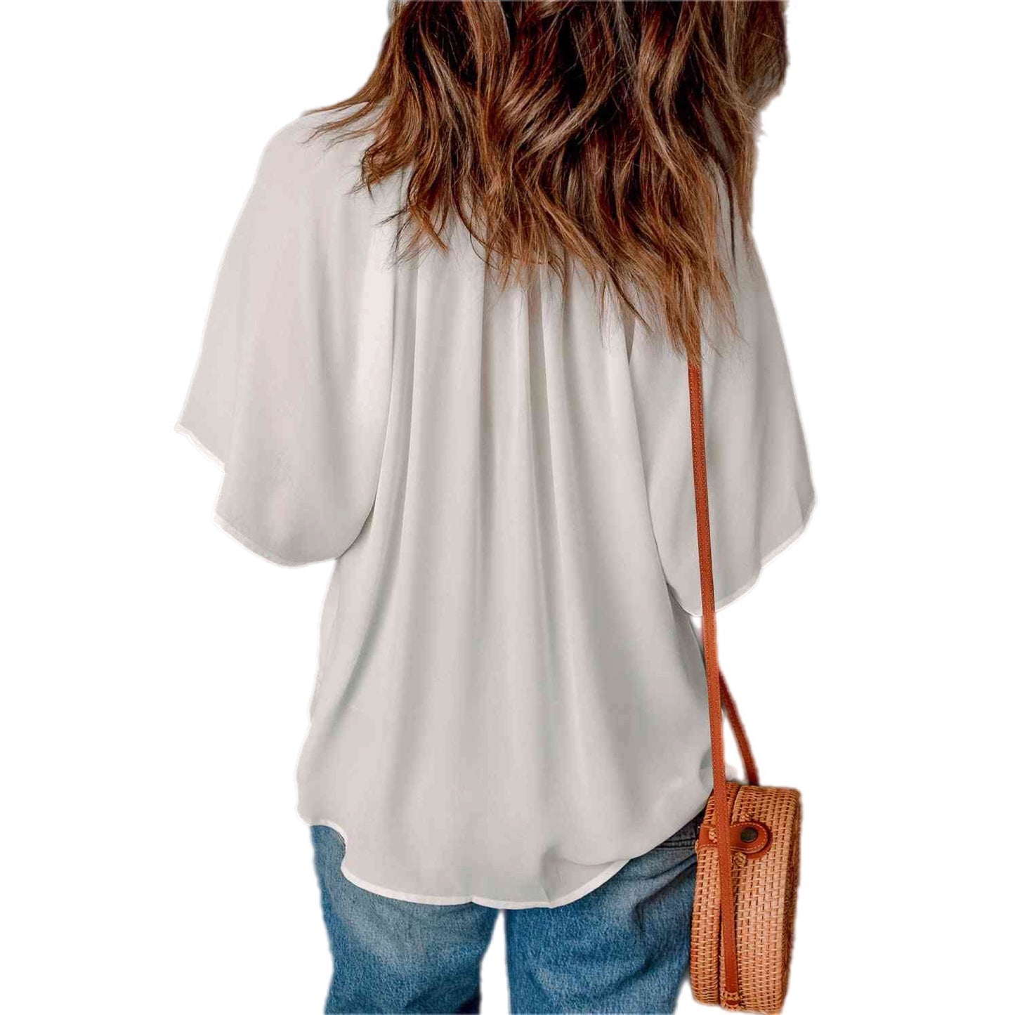 V-Neck Flutter Sleeve Top