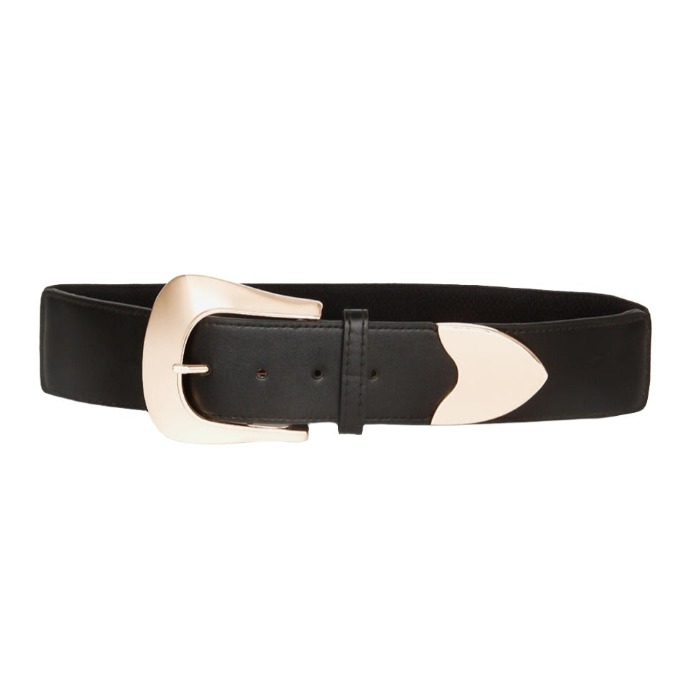 Elastic Wide Vegan Leather Belt