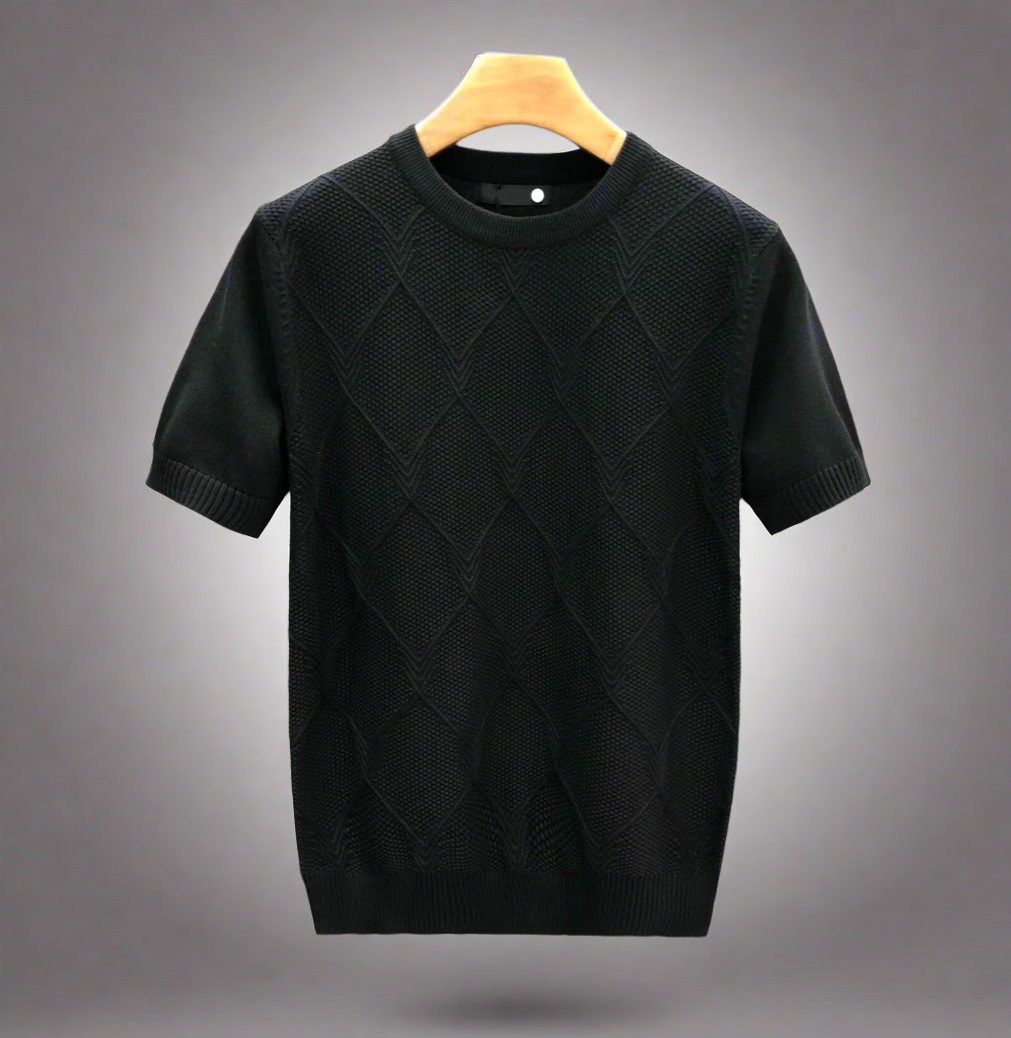 Lattice Short Sleeve Sweater Shirt