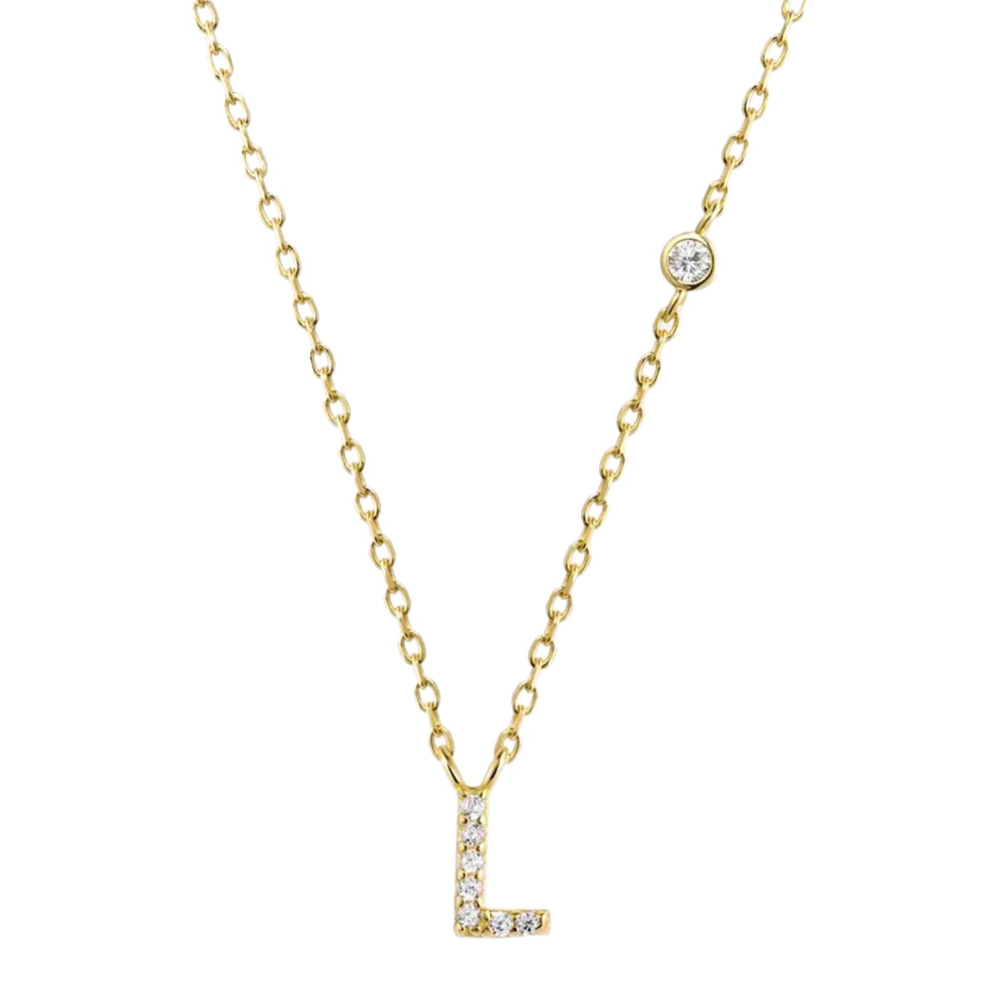 CZ Initial Charm Necklace - L to P