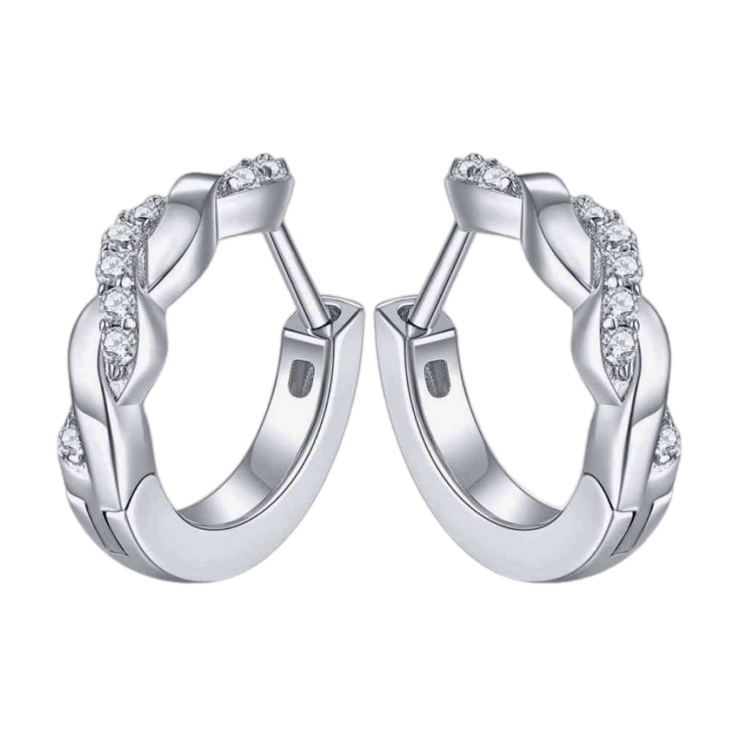 Moissanite Sterling Silver Hoop Earrings