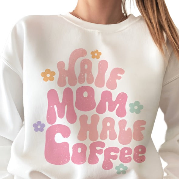 Half Mom Half Coffee Graphic Top