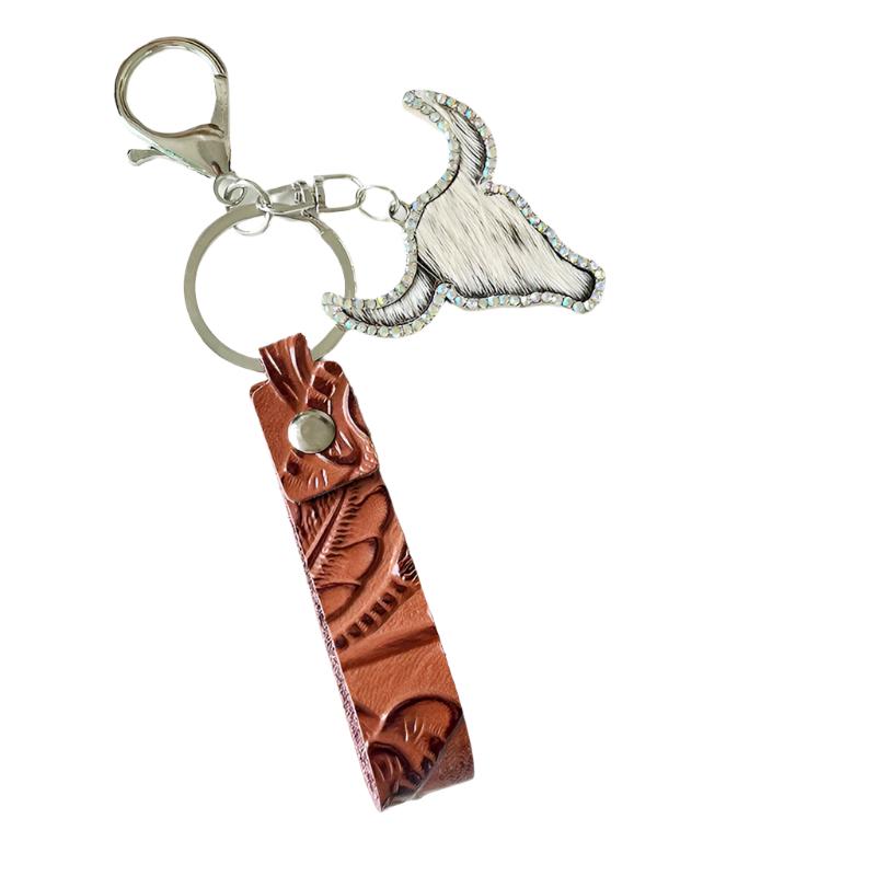 Rhinestone Bull Keychain