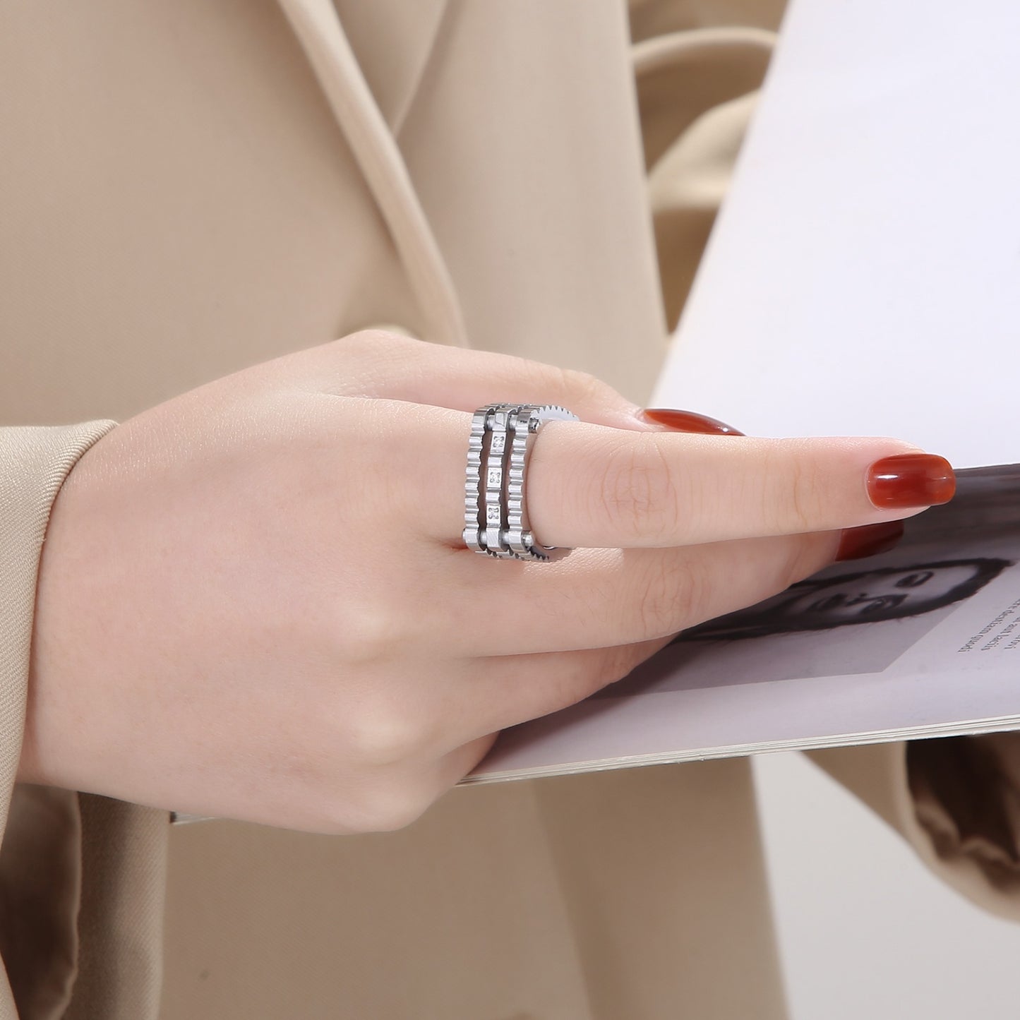 Geometric Glamour Zircon Stacked Ring