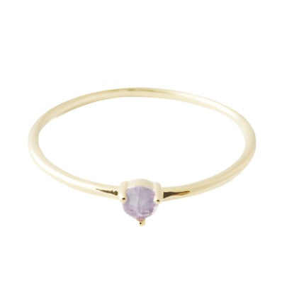 Amethyst Crystal Point Solitaire Ring