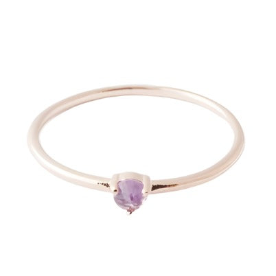 Amethyst Crystal Point Solitaire Ring