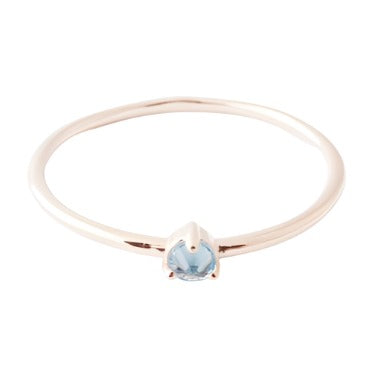 Aquamarine Crystal Point Solitaire Ring