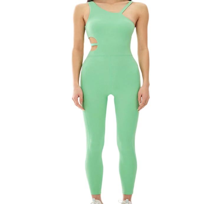 Cutout Asymmetrical Neck Active Jumpsuit