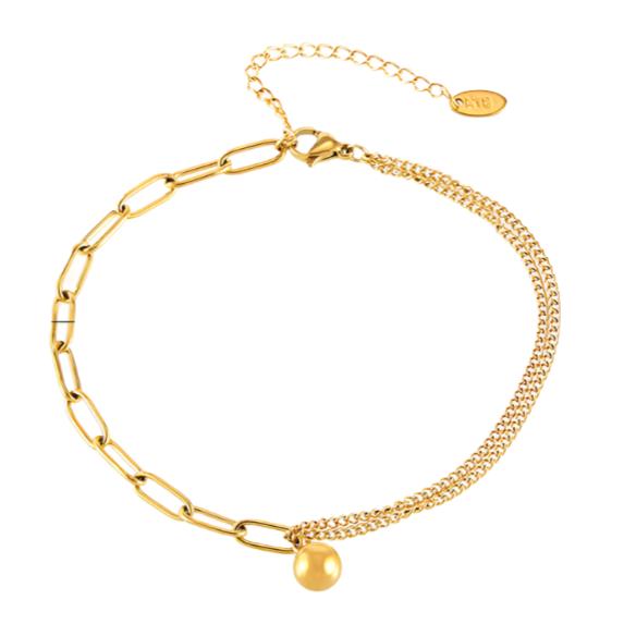 Gold Steel Charm Chain Anklet