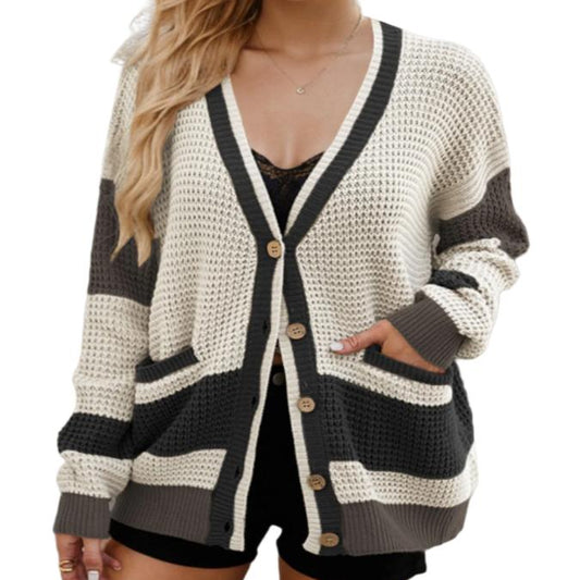 Contrast Button Up Cardigan