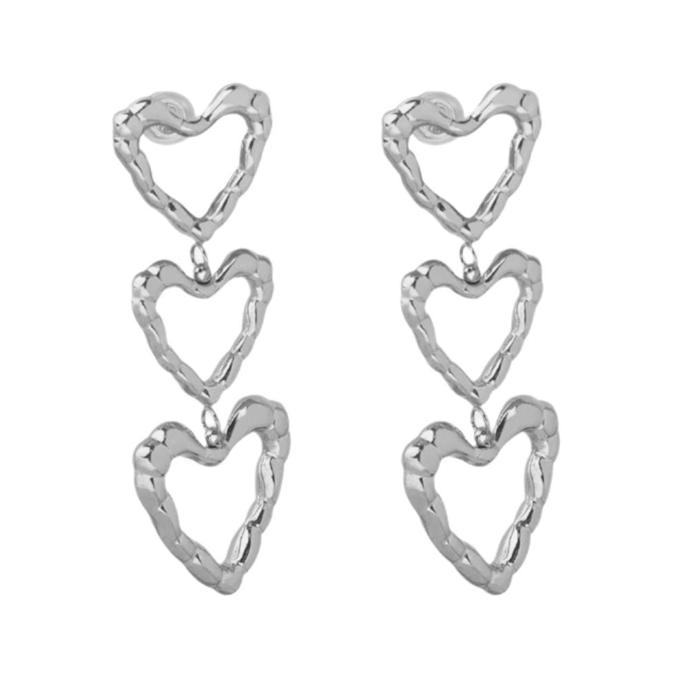 Gold or Silver Steel Heart Earrings