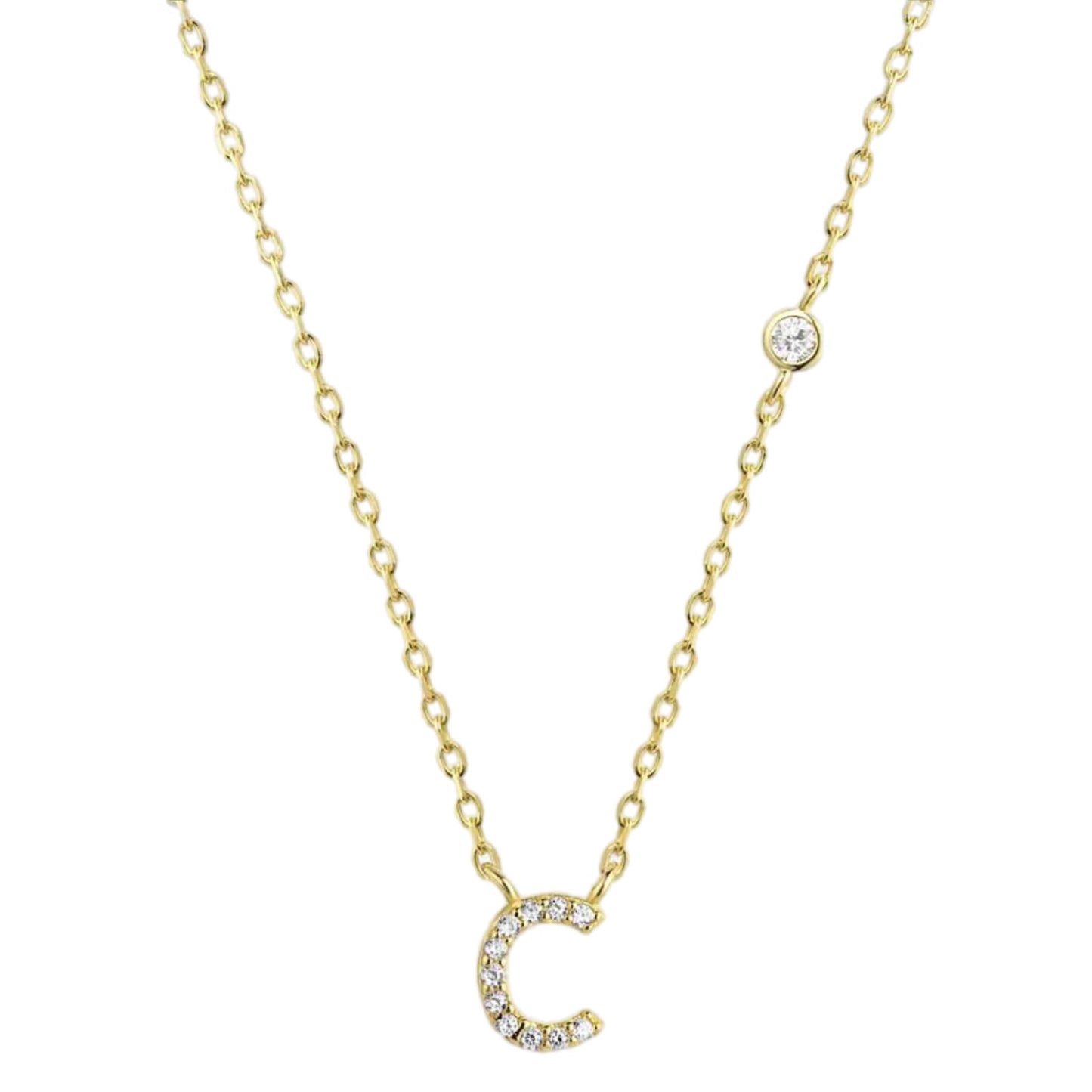 CZ Charm Necklace - A to F