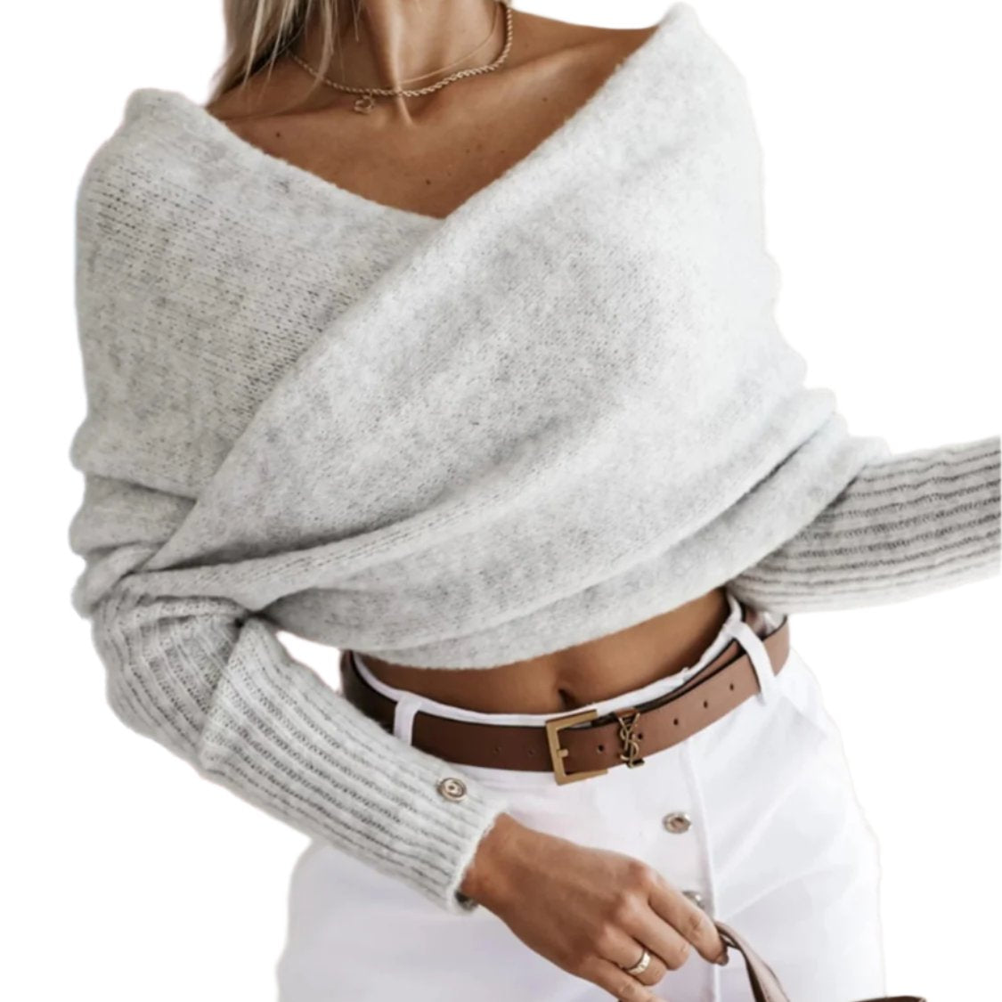 Long Sleeve Cropped Knit Top