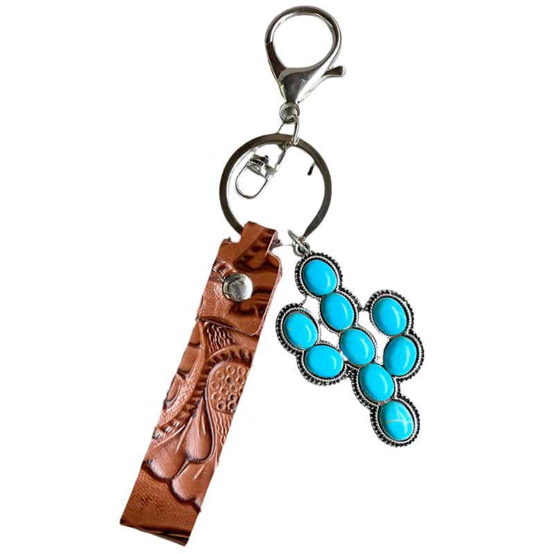 Turquoise Genuine Leather Keychain