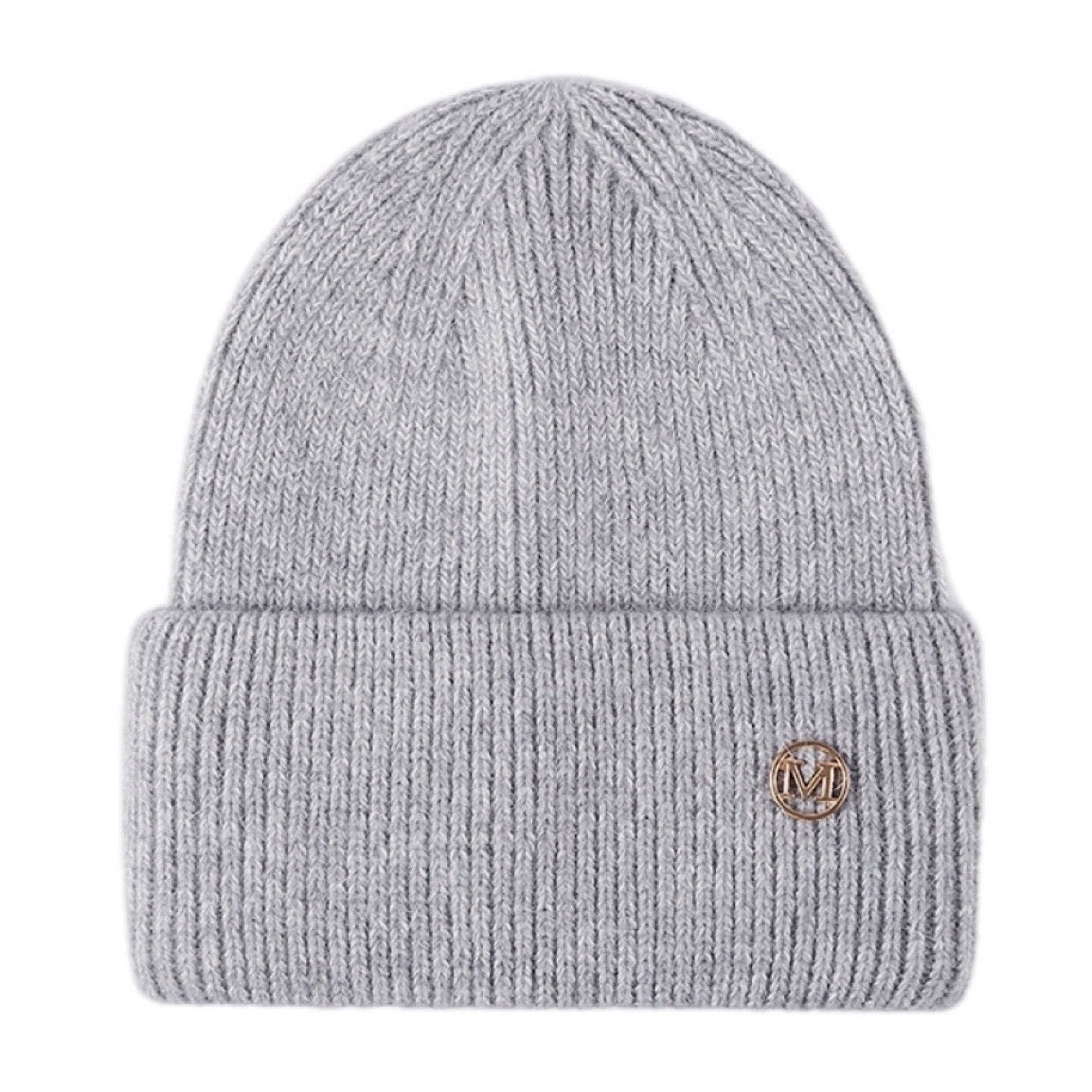 M Rib-Knit Cuff Beanie