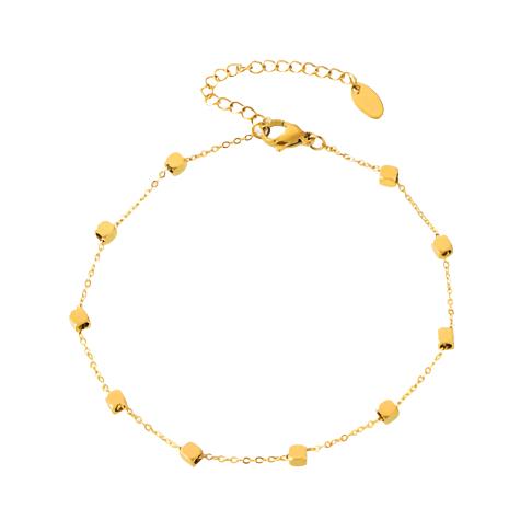 Gold Steel Charm Anklet