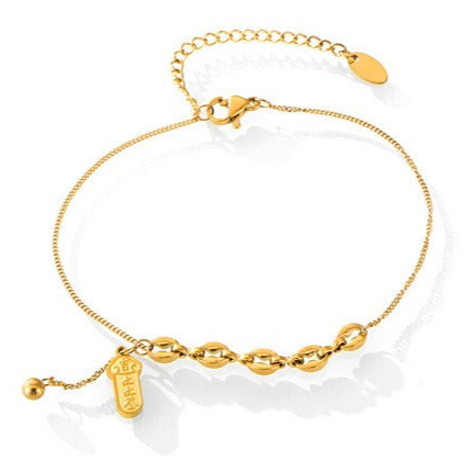 Gold Steel Charm Anklet