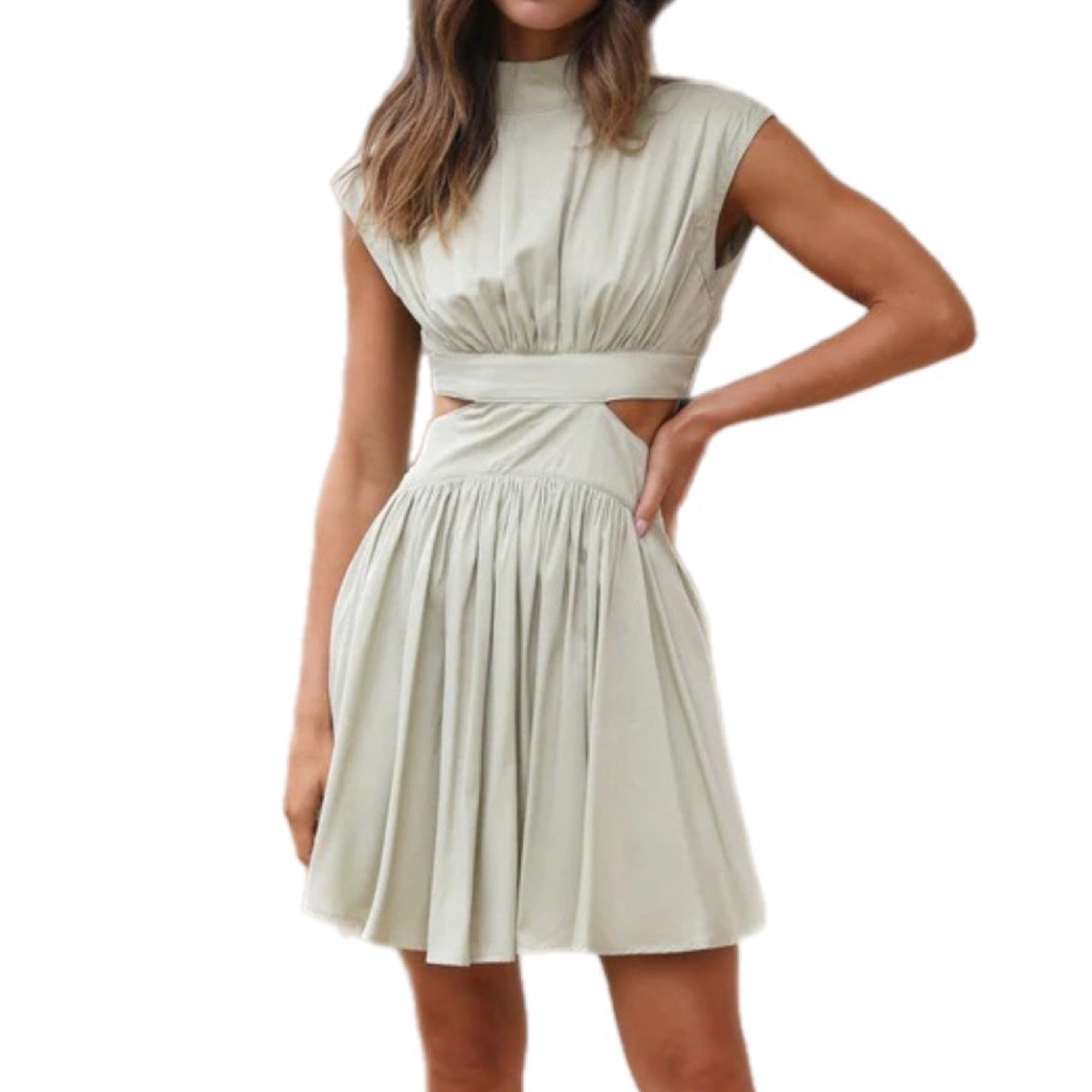 Modern Cutout Mock Neck Dress