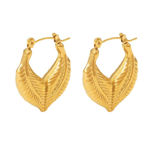 Gold or Silver Steel Leaf Earrings