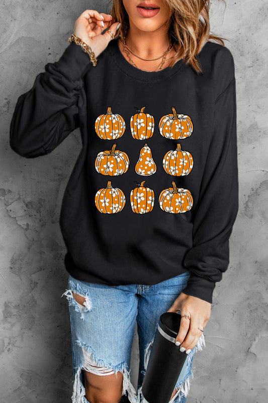 Pumpkin Round Neck Sweatshirt