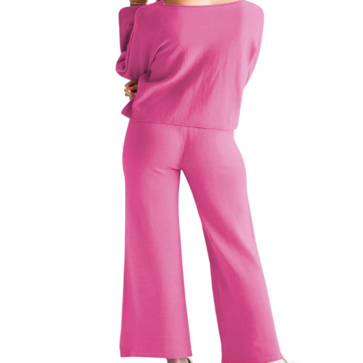 Long Sleeve Lounge Top & Drawstring Pants Set