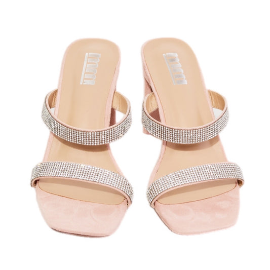 Rhinestone Block Heel Sandal