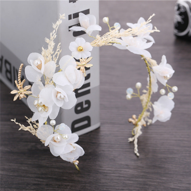 White & Gold Floral Headband