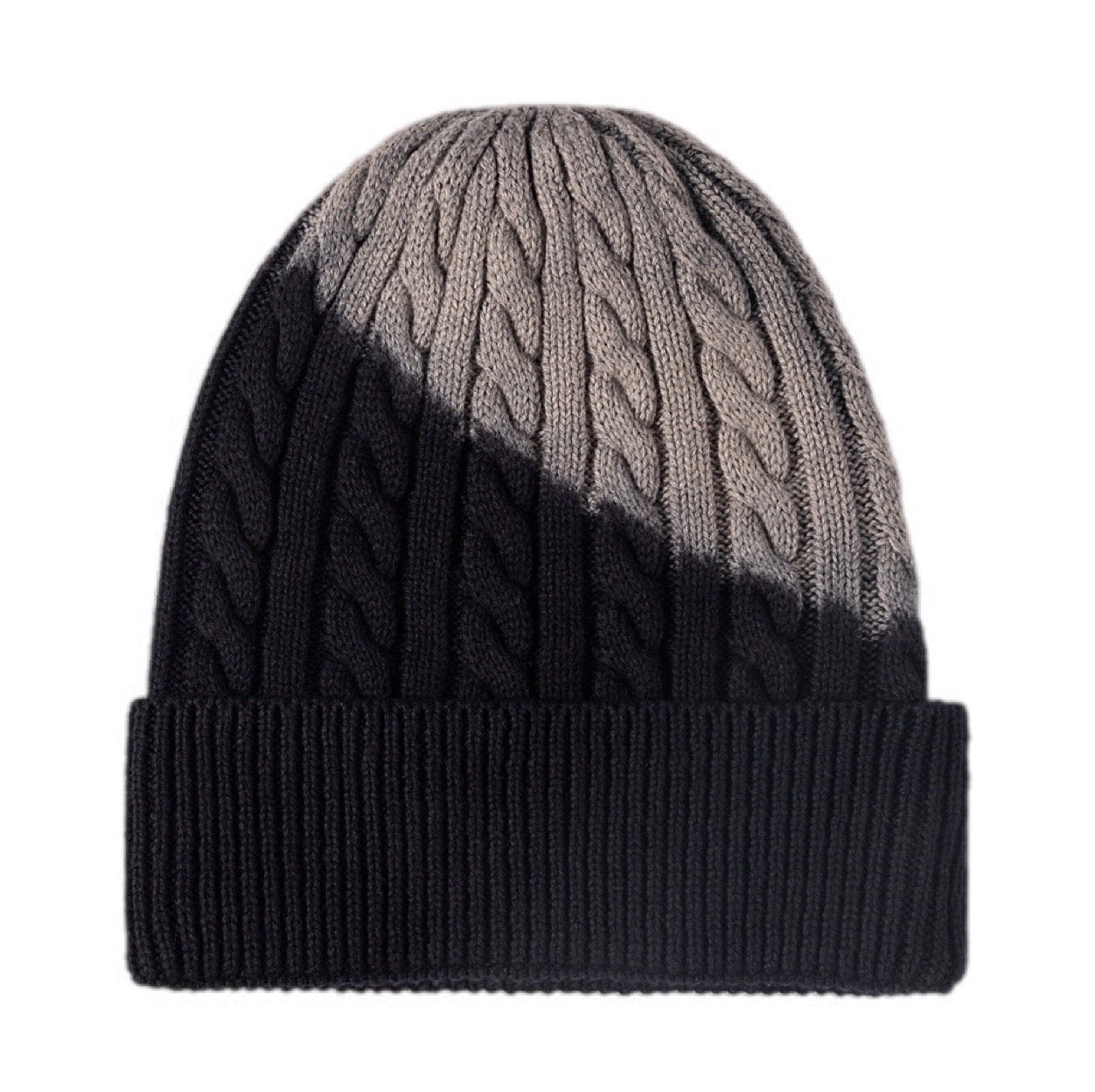 Contrast Tie-Dye Cable-Knit Cuffed Beanie