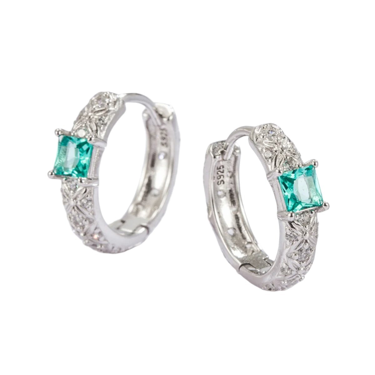 925 Sterling Silver Inlaid Zircon Earrings