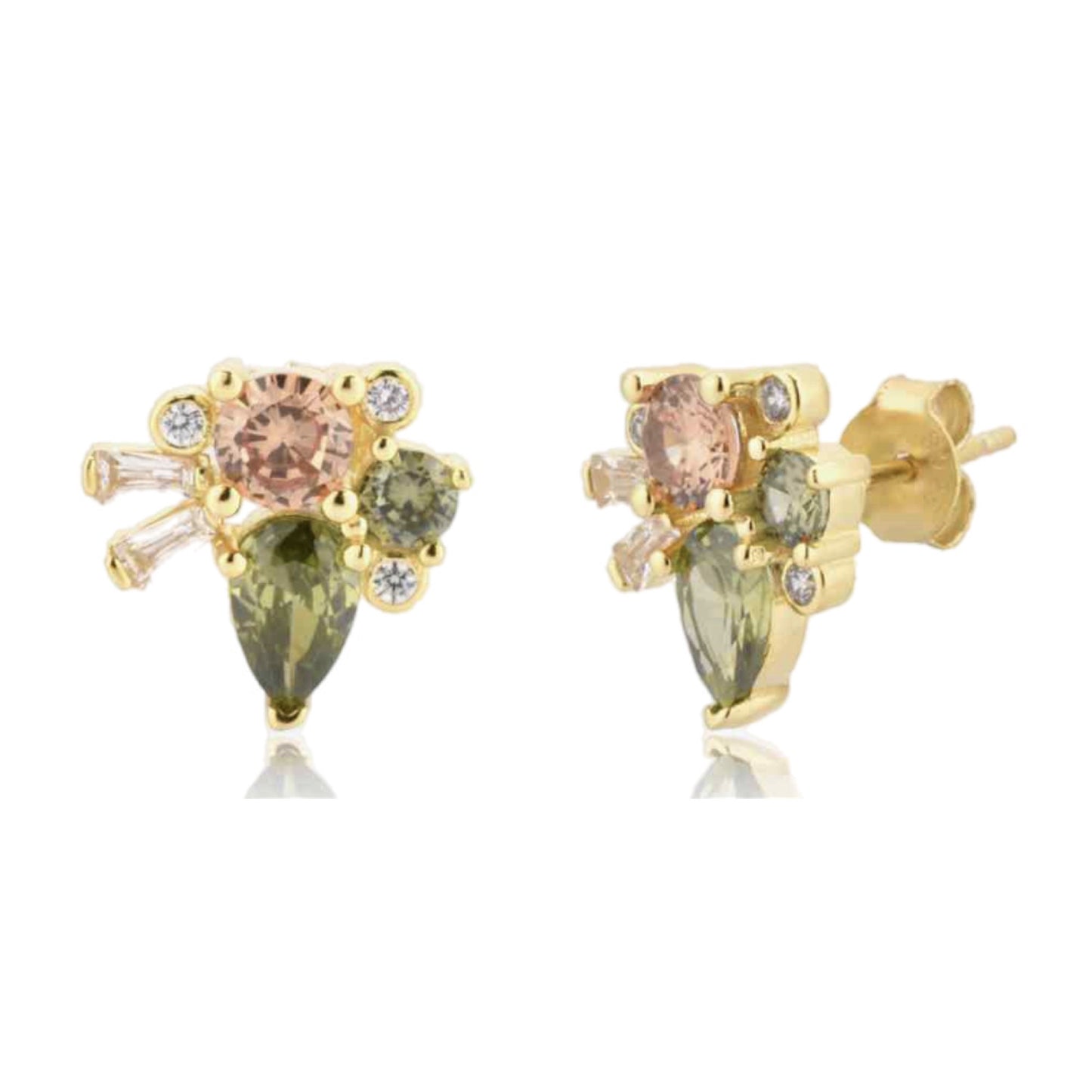 CZ Gold Stud Earrings