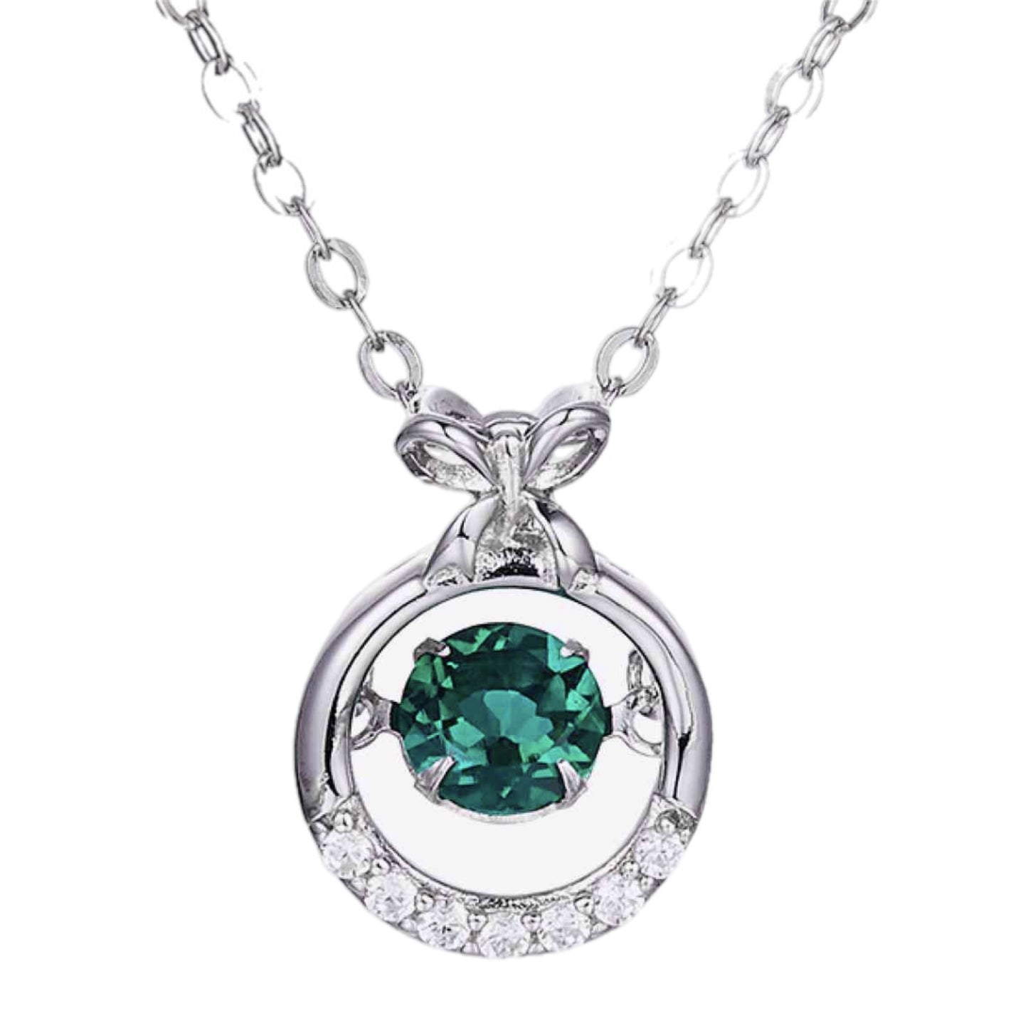 Sterling Silver Emerald Charm Necklace