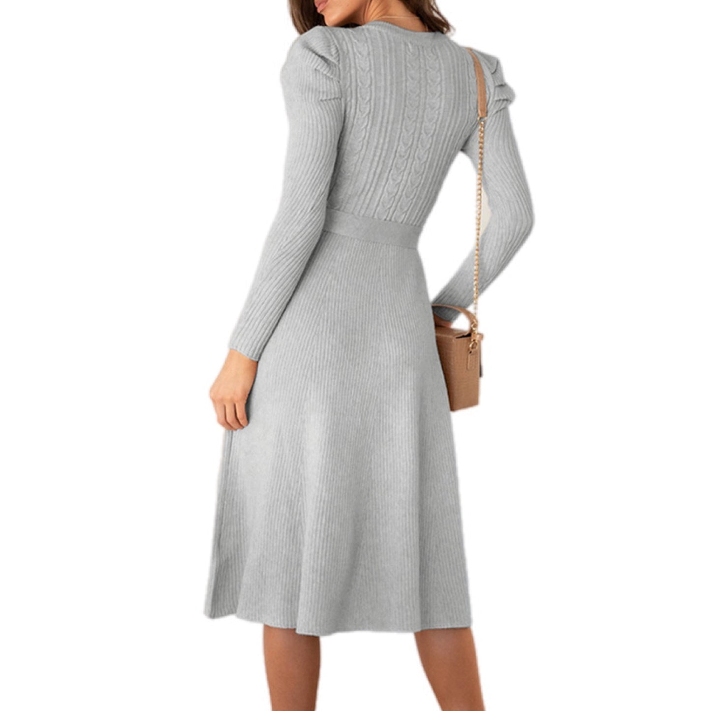 Ribbed Knit Tie-Waist Midi Dress