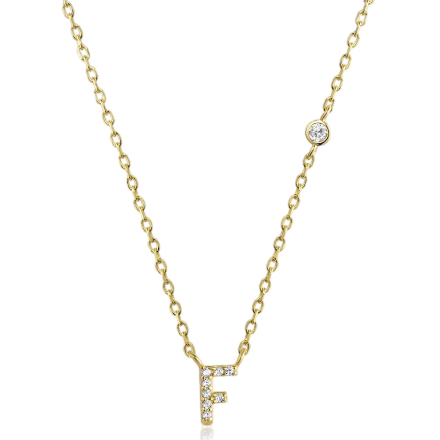 CZ Charm Necklace - A to F