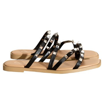 Black Studded Vegan Leather Sandals