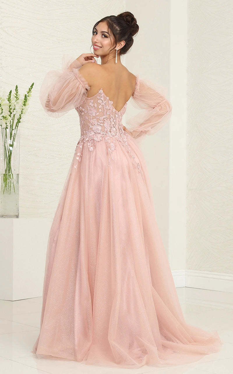 High Lit Detachable Long Sleeves Evening Gown