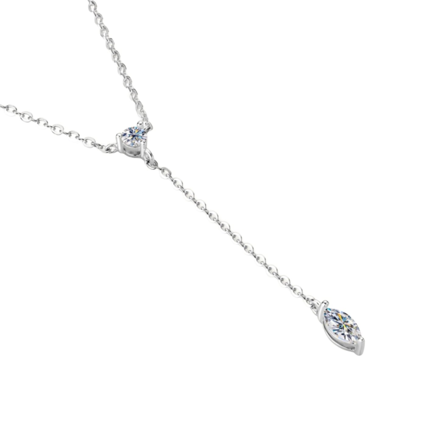 Luminous Moissanite Drop Sterling Silver Necklace