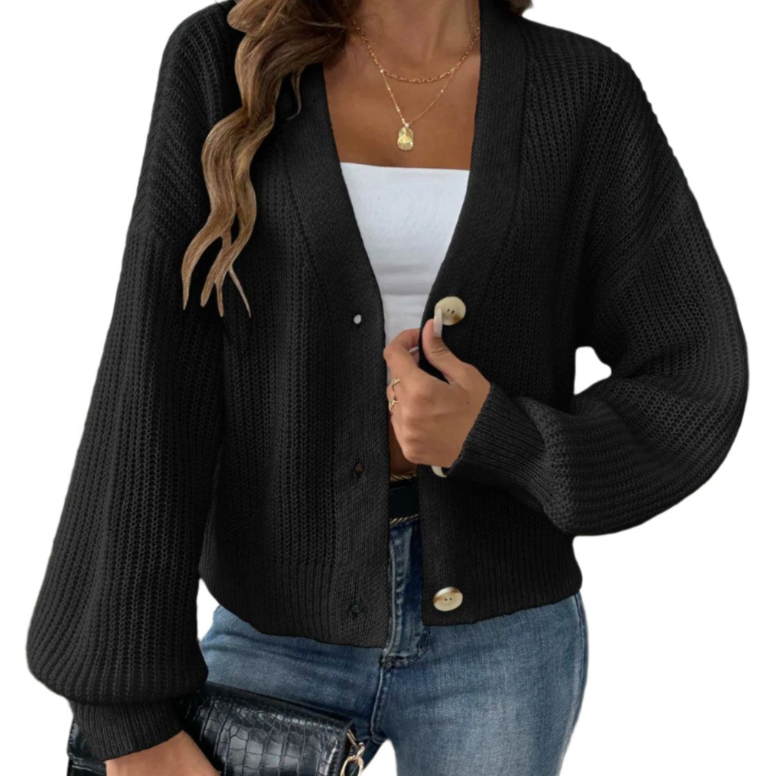 V-Neck Button Up Cardigan