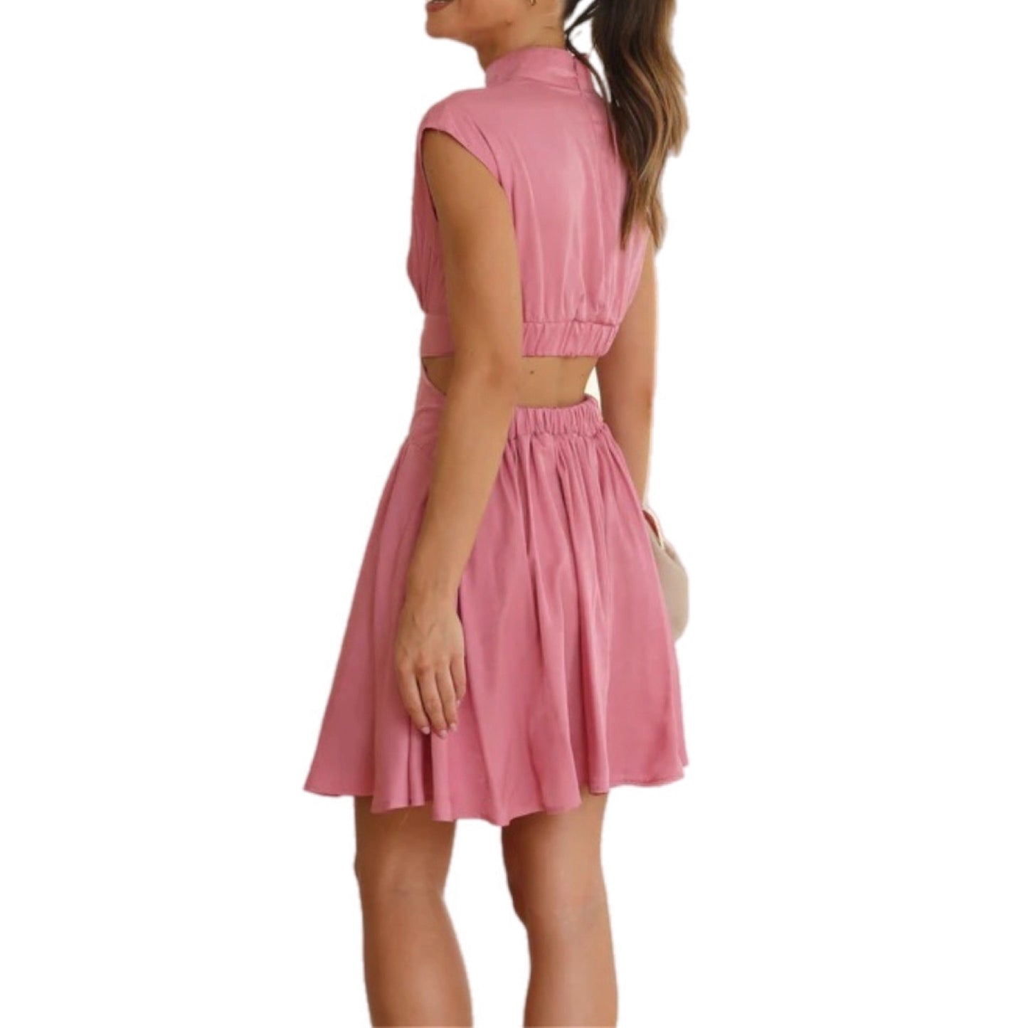 Modern Cutout Mock Neck Dress