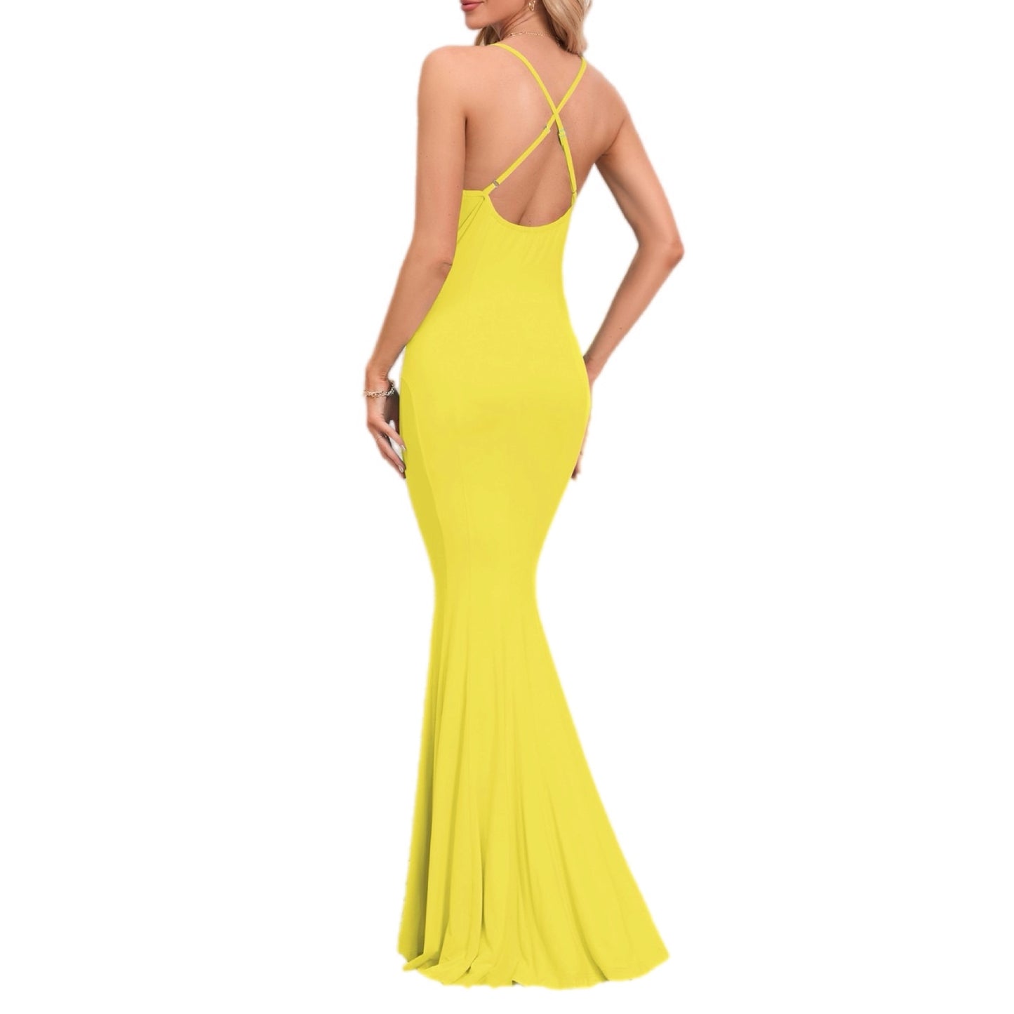 Sleek Strappy Back Mermaid Maxi Dress