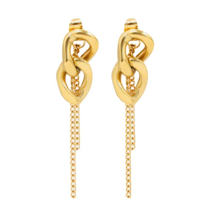 Gold or Silver Steel Chain Shape Earrings