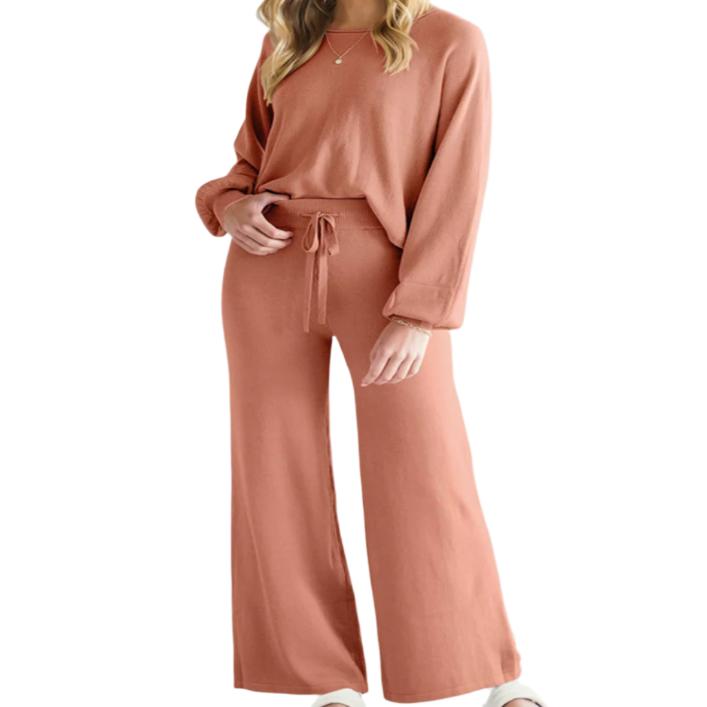 Long Sleeve Lounge Top & Drawstring Pants Set