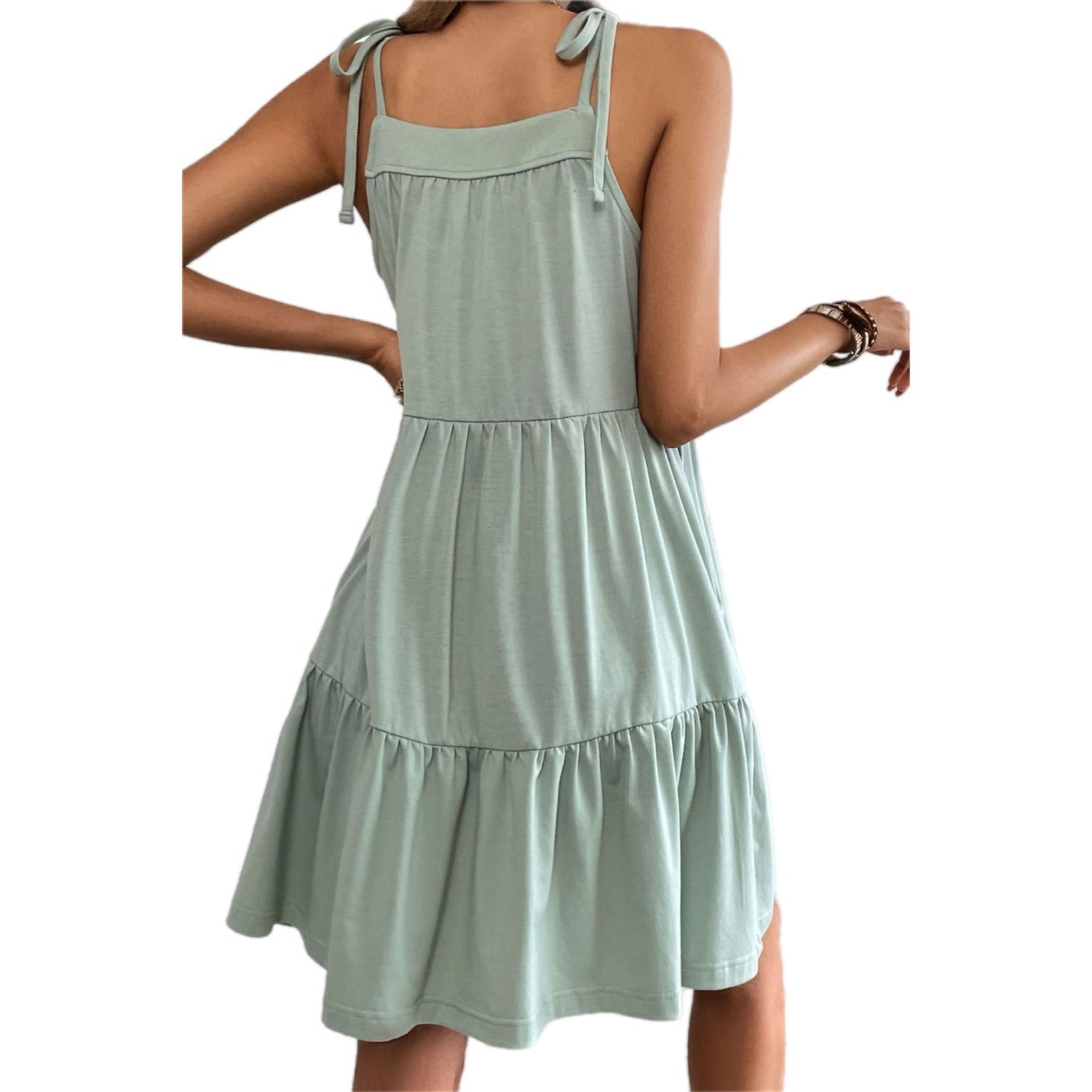 Tiered Tie-Strap Babydoll Dress