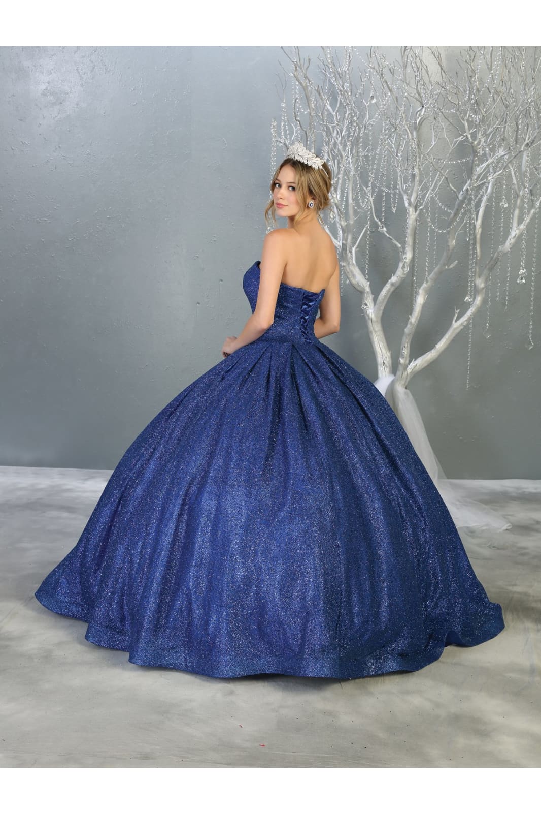 Strapless Sweetheart Glitter Quince Ball Gown