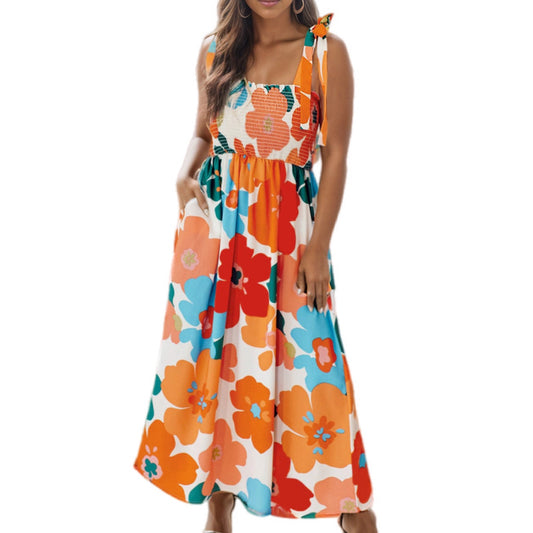 Sunshine Blossom Tie-Strap Maxi Dress