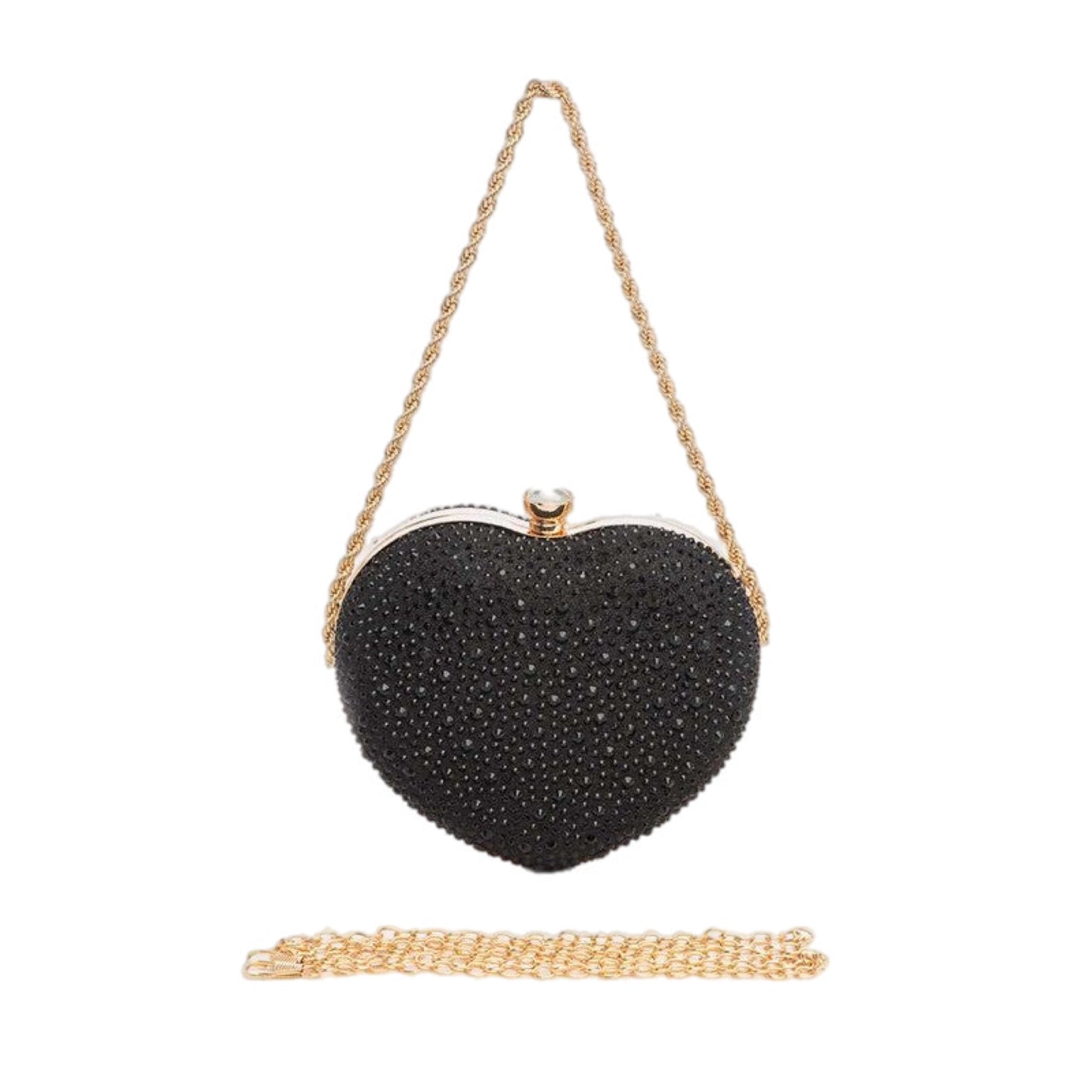 Rhinestone Pave Heart Shape Convertible Clutch