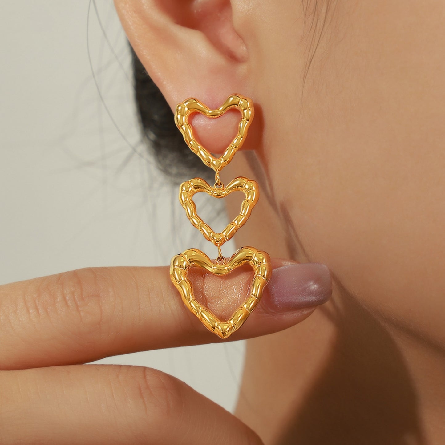 Gold or Silver Steel Heart Earrings