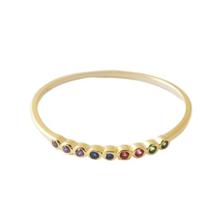 Rainbow Gemstone Bezel Ring