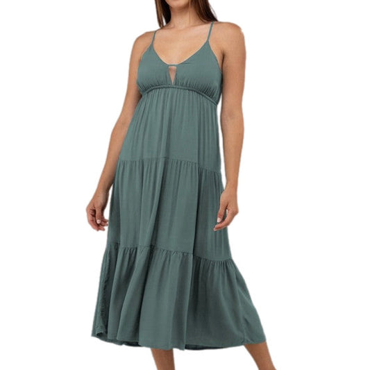 Sweetheart Neckline Tiered Cami Midi Dress