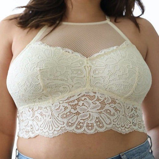 Plus Size High Neck Lace Racerback Bralette