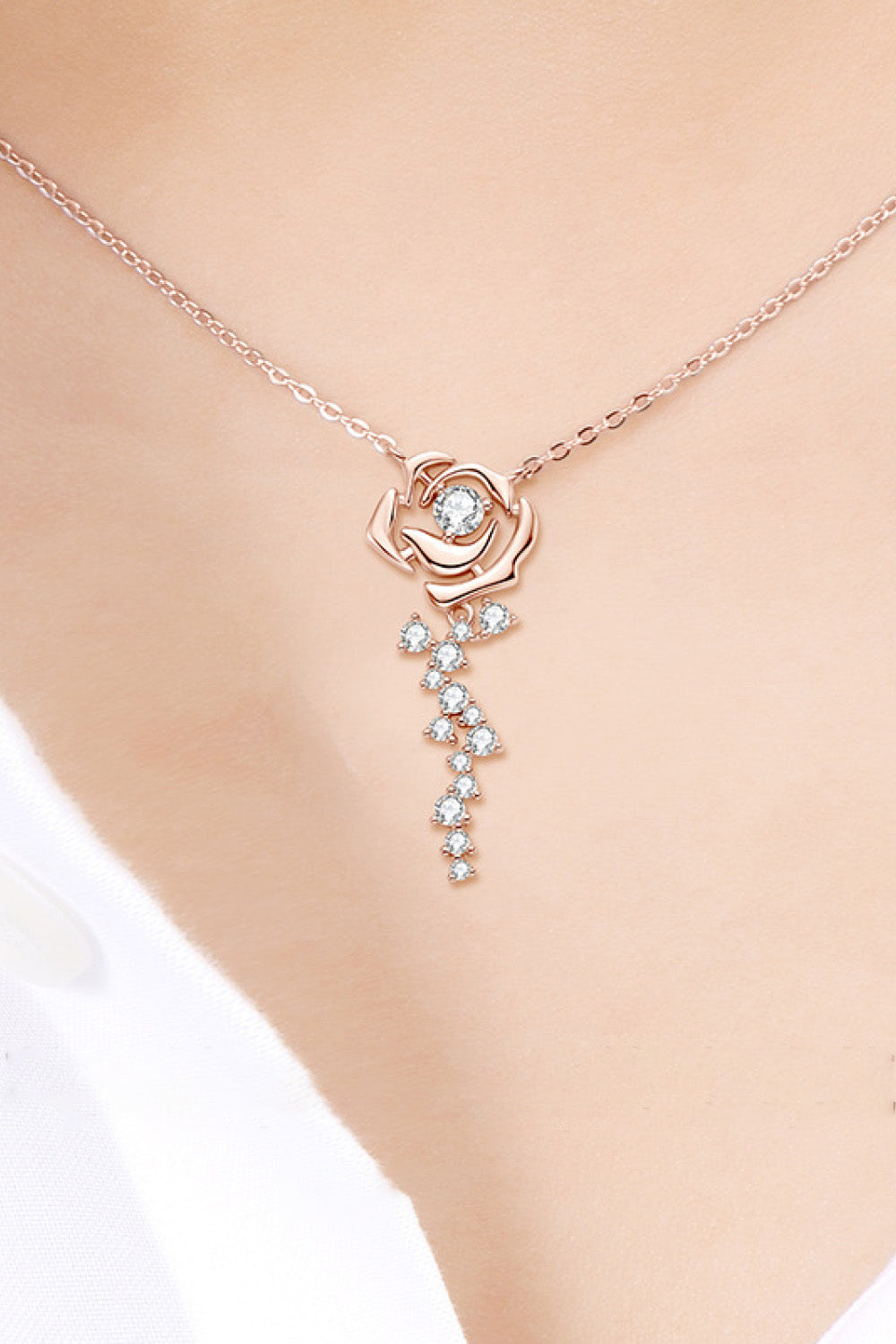 Sterling Silver 18K Rose Gold Toned Pendant Necklace